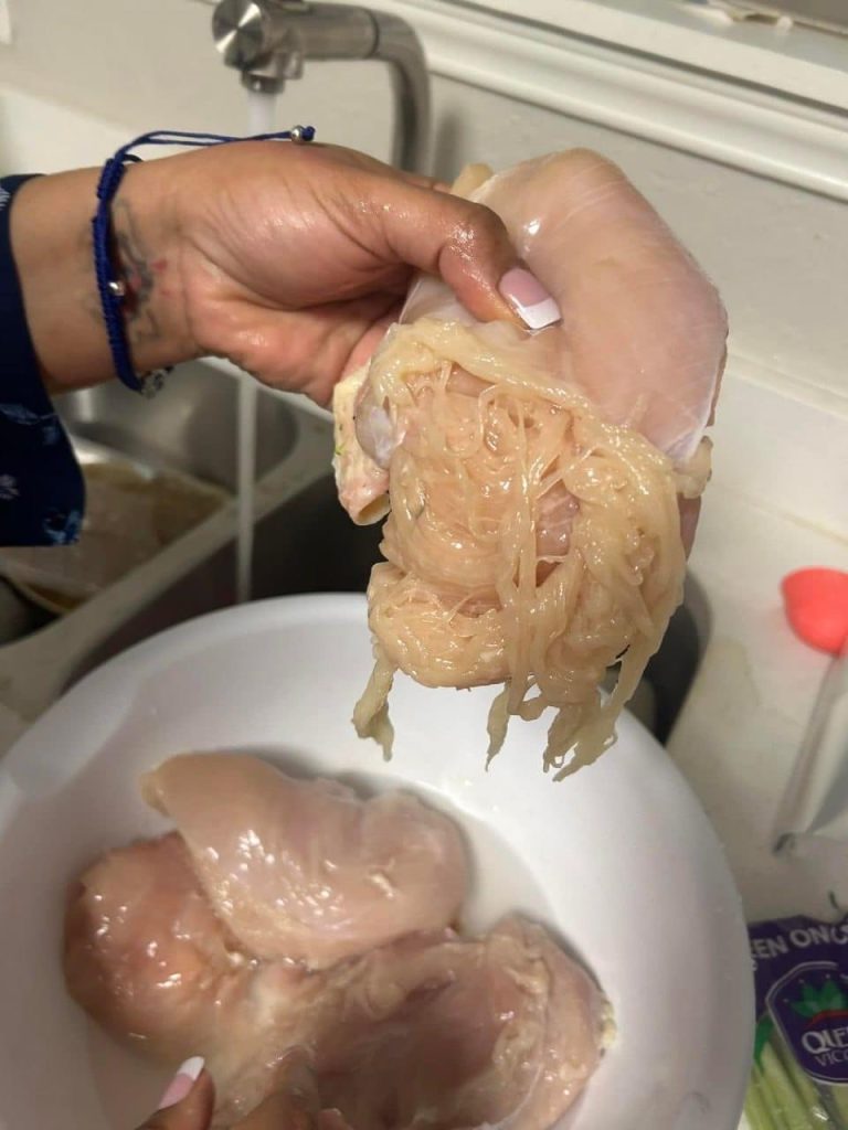 Photo of chicken breast that shreds into spaghetti