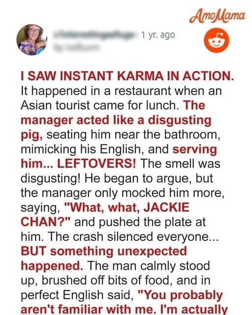 Manager Forced Waitress to Serve Leftovers to Foreign Customer, Life Taught Him a Lesson Immediately