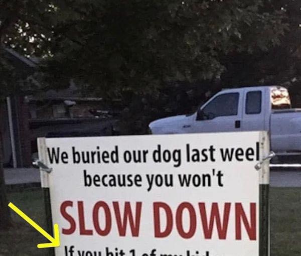 After dog gets hit by car, this sign has the entire neighborhood talking