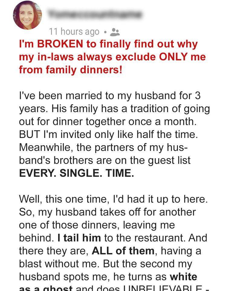 My Husband’s Family Always Excludes Me from Dinners, So One Time I Taught Them a Real Lesson