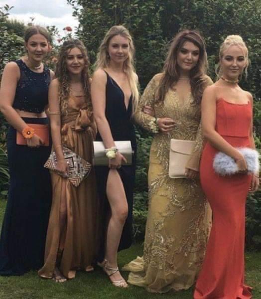 Five Girls Pose For Prom Photo—