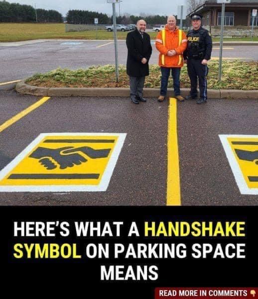 Here’s what a handshake symbol on a parking space means