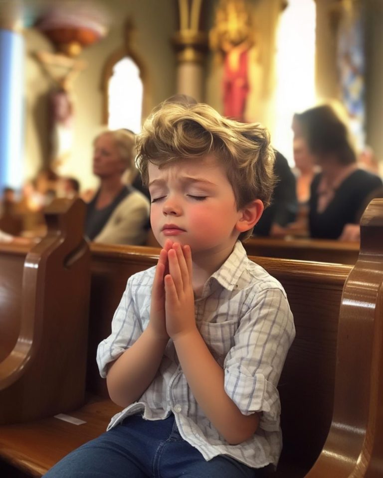 Little Orphan Prays in Church for