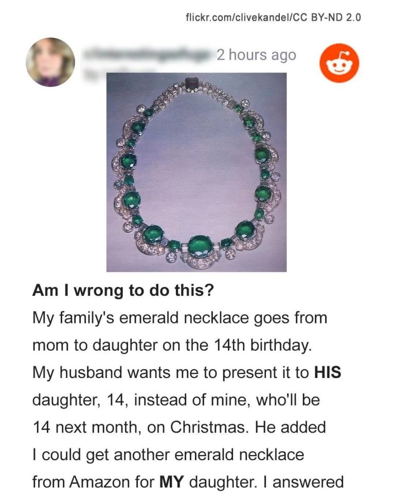 Greedy Dad Wants His Daughter to Inherit His Wife’s Family Necklace Intended for His Stepdaughter