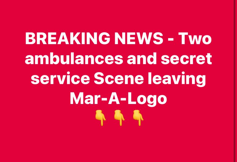 Two ambulances and secret service Scene leaving Mar-A-Logo