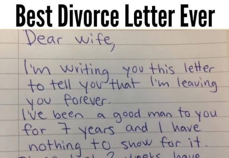 Wife receives a divorce letter from husband