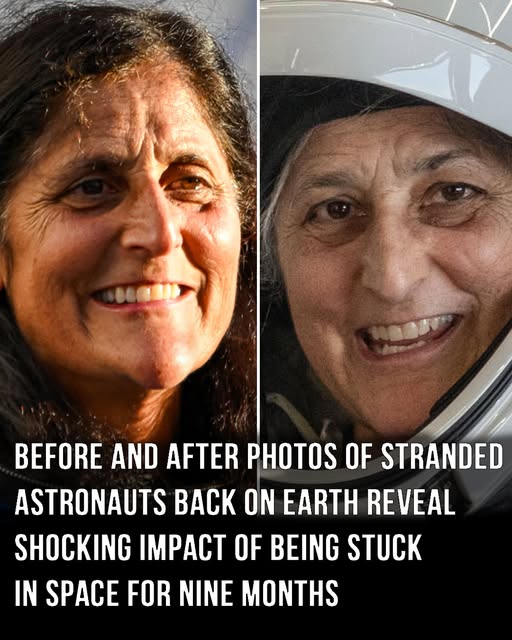 Before/after photos of stranded astronauts