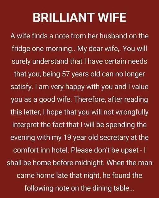 BRILLIANT WIFE!! (FUNNY STORY)