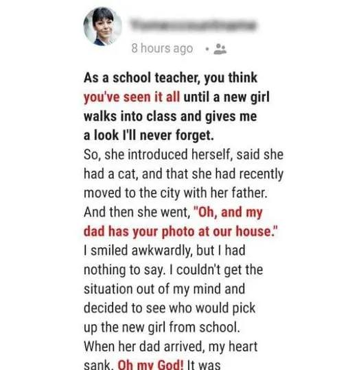 When a student sees her teacher for the first time, she shouts, “My dad has a