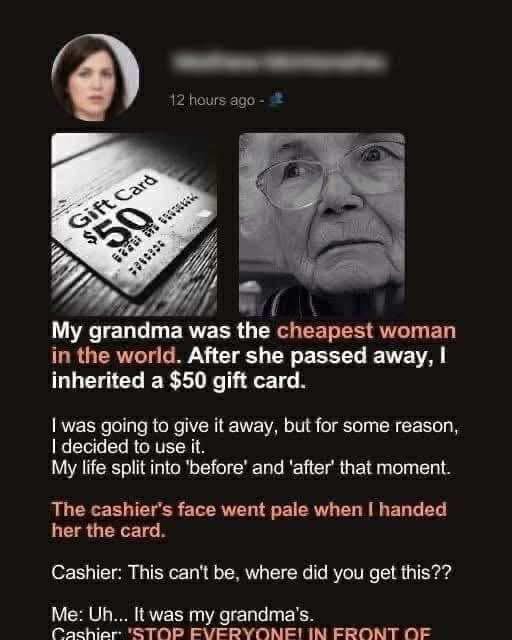 MY GRANDMA WAS THE CHEAPEST WOMAN IN THE