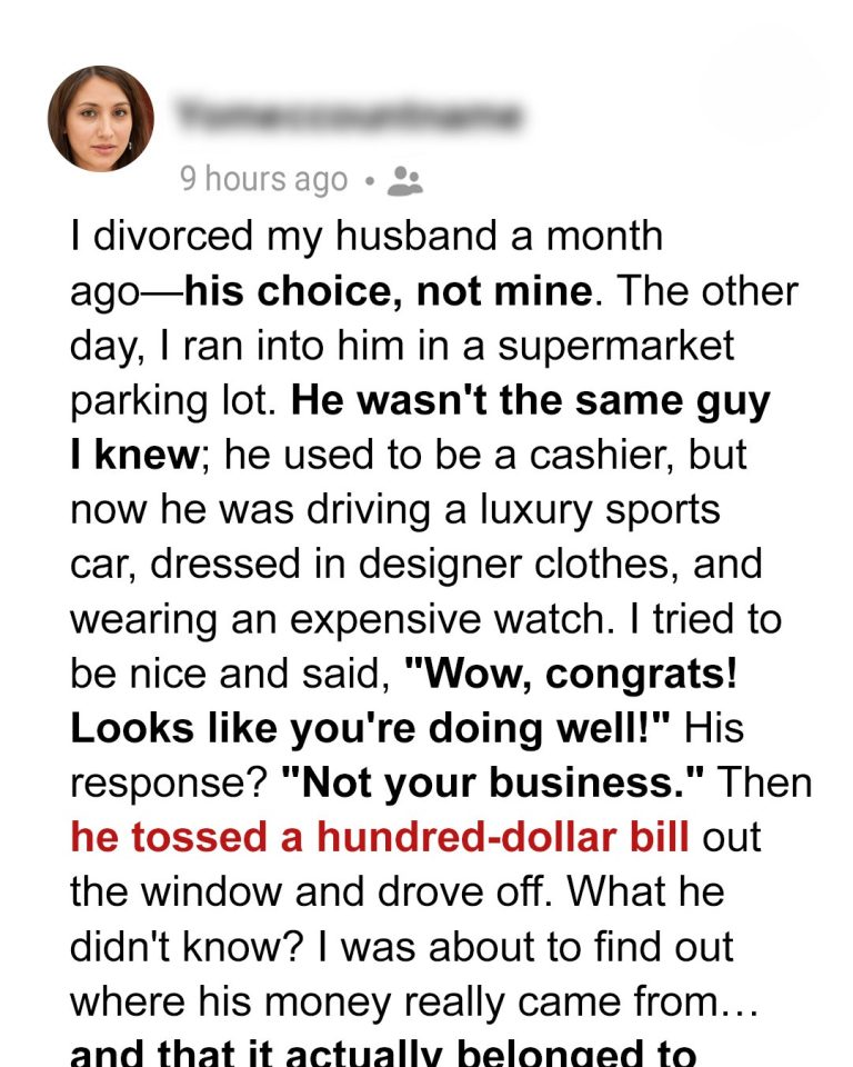 My Ex, a Cashier, Started Driving a Sports Car and