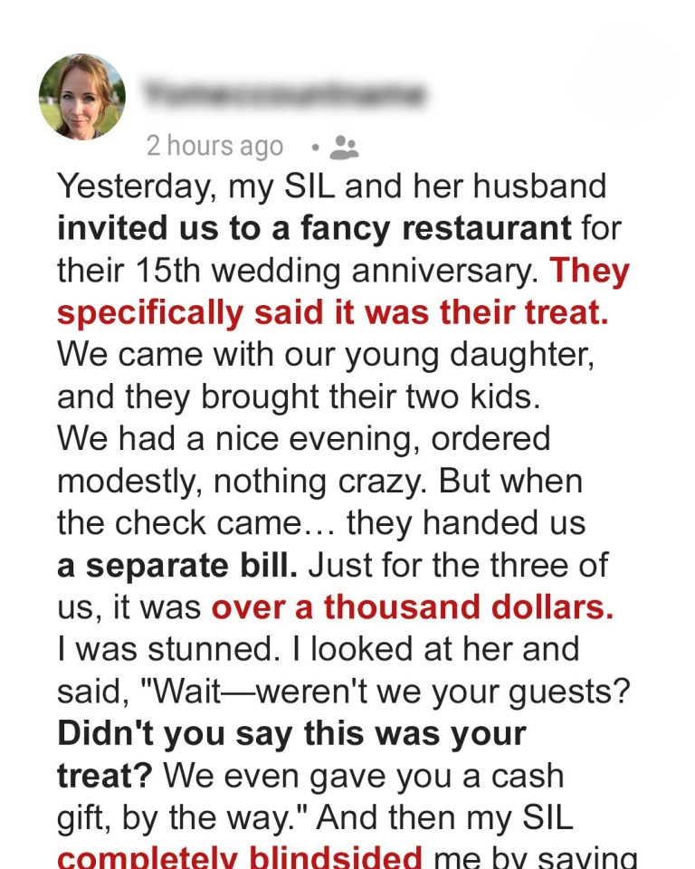 My SIL Invited Us to a Fancy Anniversary Dinner and Then