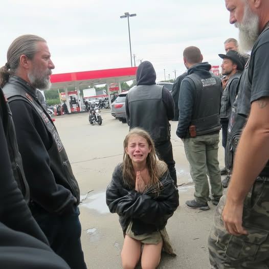Bikers Surrounded The Crying Girl At The Gas Station And