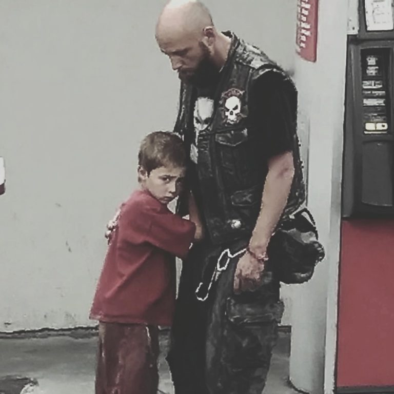 Little Boy Ran To The Scariest Biker And