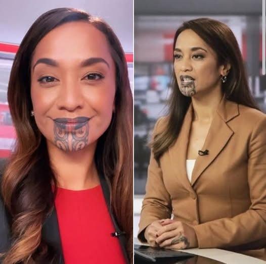 TV presenter with Māori face ta