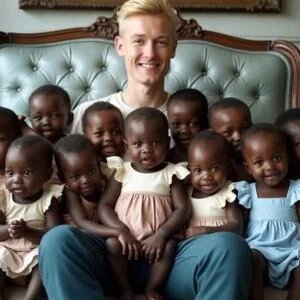 In 1979, he adopted nine black Girls,