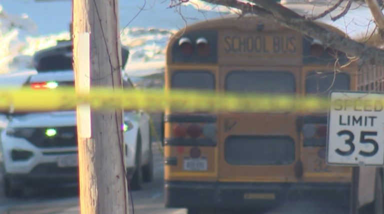 Kindergartner hit, by school bus in