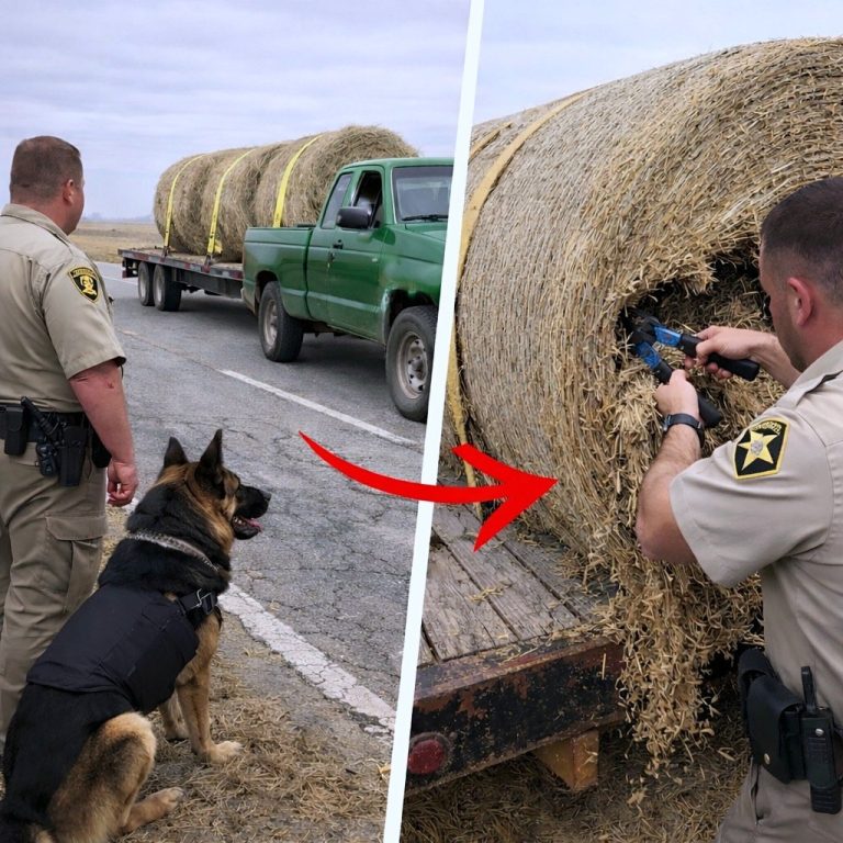 K9 Kept Barking at Hay Bales on Highw